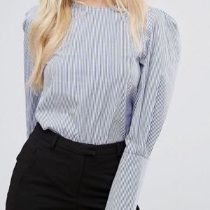 ASOS Puff sleeve stripped blouse